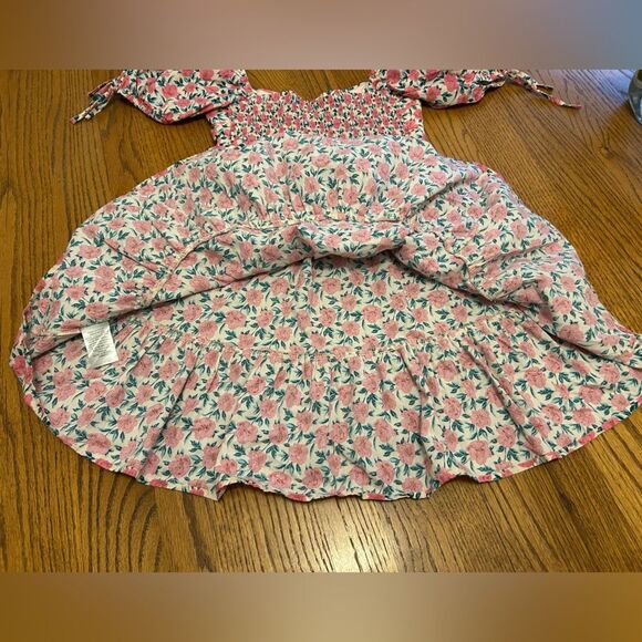 Pants Store Spring Awaits Pink Floral Puff Sleeve Scrunch Back Sun Dress - Picture 13 of 16
